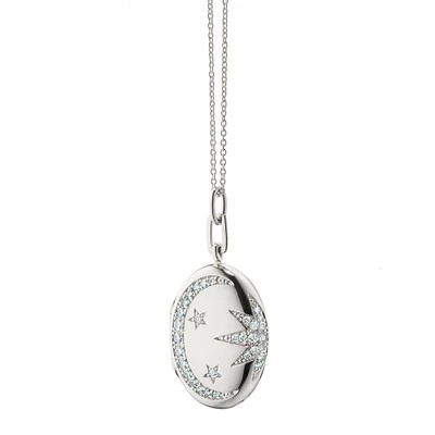 Sun, Moon & Stars Silver and White Sapphire Locket