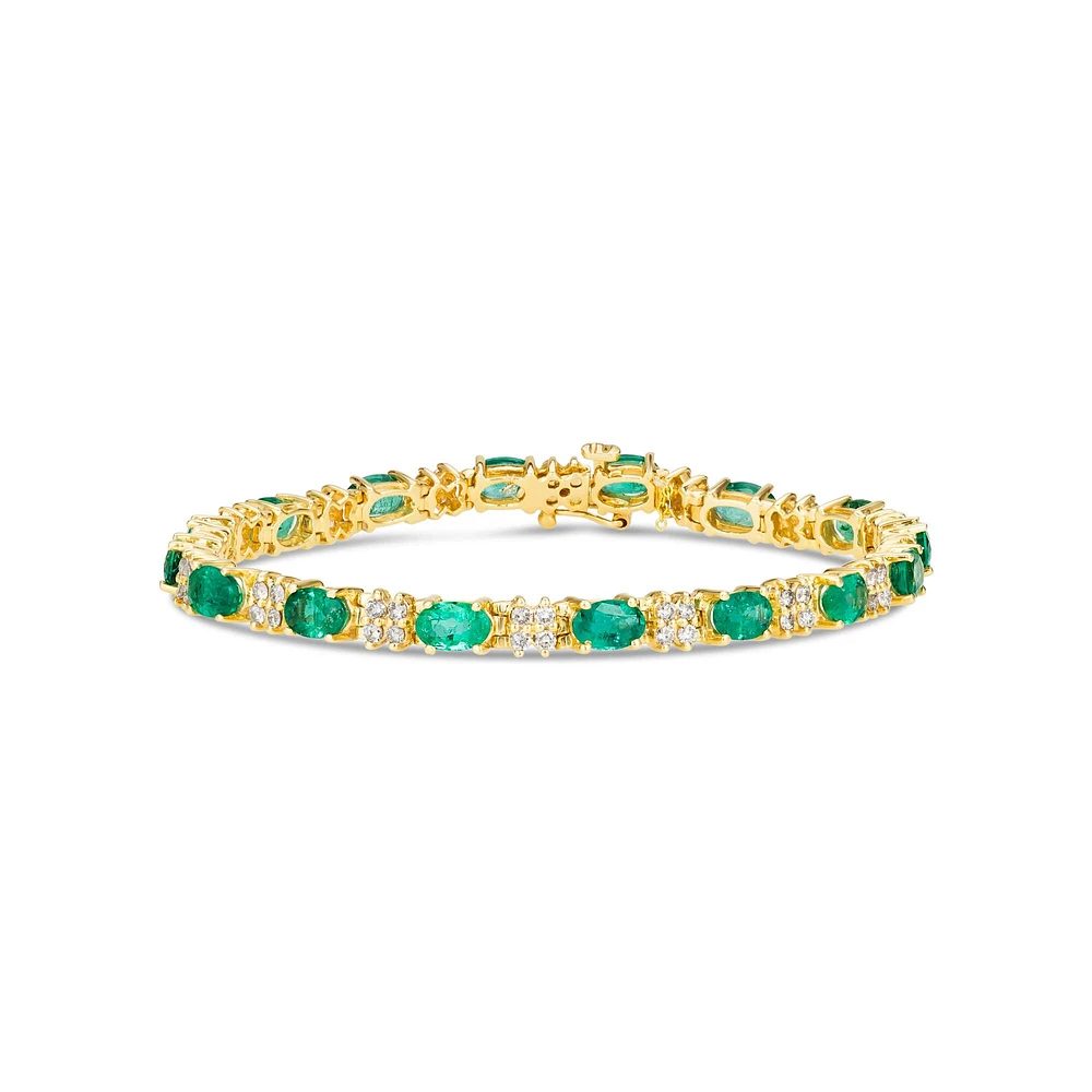 Yellow Gold Emerald and Diamond Bracelet