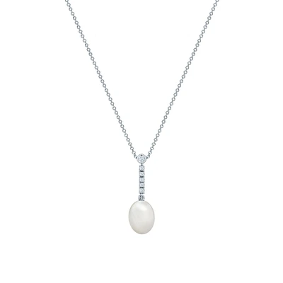 Freshwater Pearl and Diamond Drop Necklace