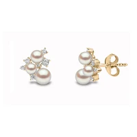 Trend Gold Pearl and Diamond Stud Earrings