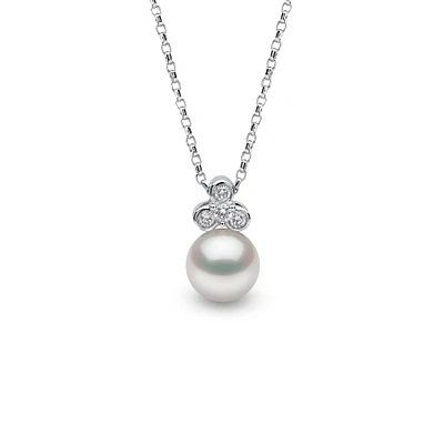 Trend White Gold Pearl and Diamond Necklace