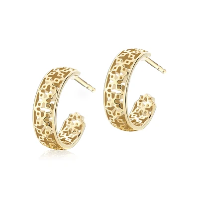 15MM Yellow Gold Pierced Hoop Earrings