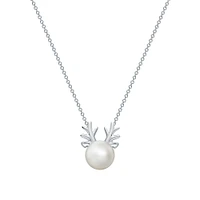 Freshwater Pearl and Silver Reindeer Pendant