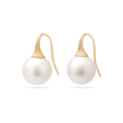 Africa Yellow Gold and Pearl Earrings