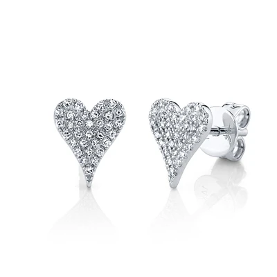 Kate Gold and Diamond Pavé Heart Stud Earrings