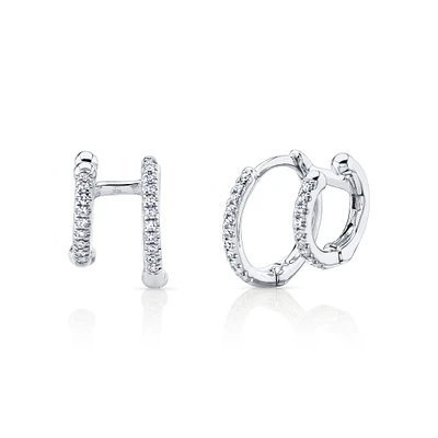 Kate White Gold Huggie Earrings and Diamonds