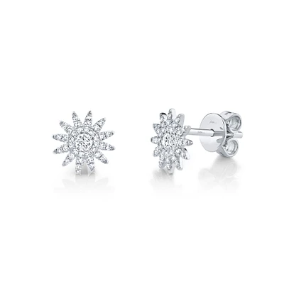 Kate White Gold and Diamond Pavé Starburst Stud Earrings