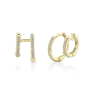 Kate Yellow Gold Huggie Earrings and Diamonds