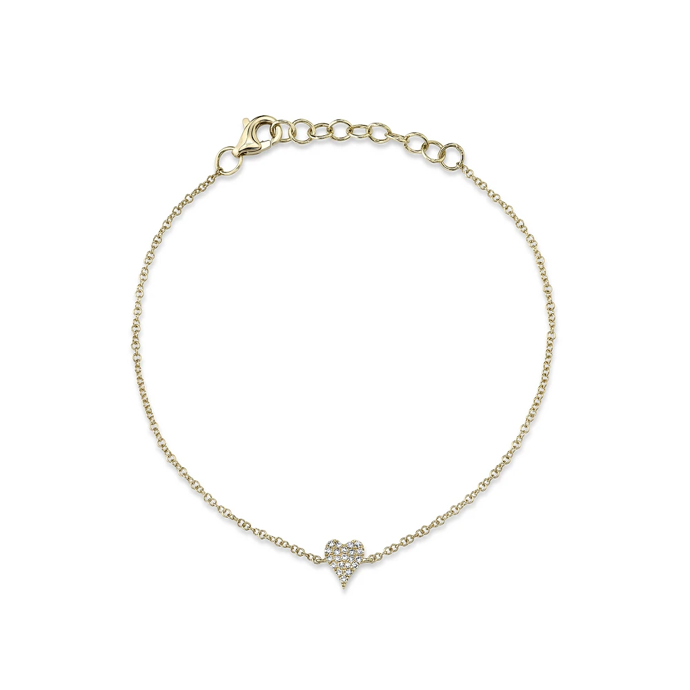 Kate Yellow Gold and Diamond Pavé Heart Bracelet