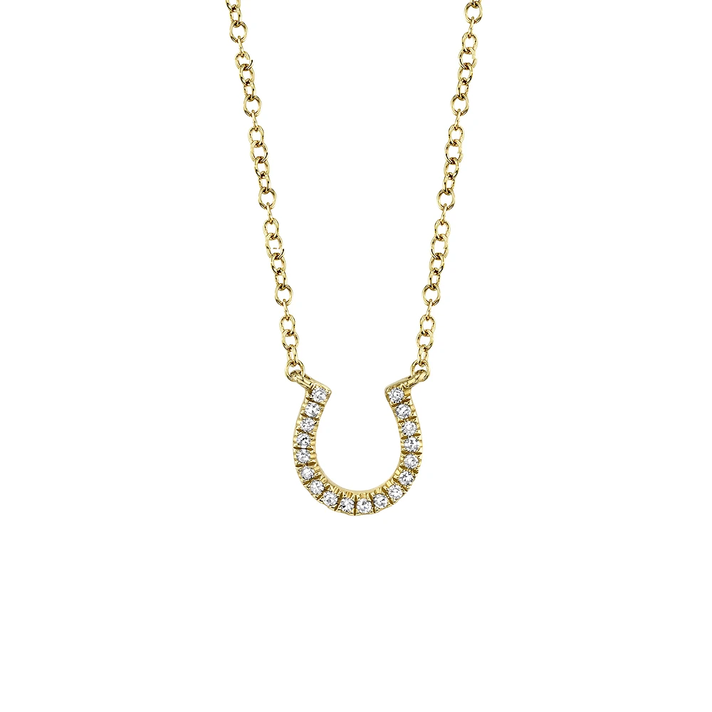 Kate Yellow Gold and Diamond Pavé Horseshoe Pendant