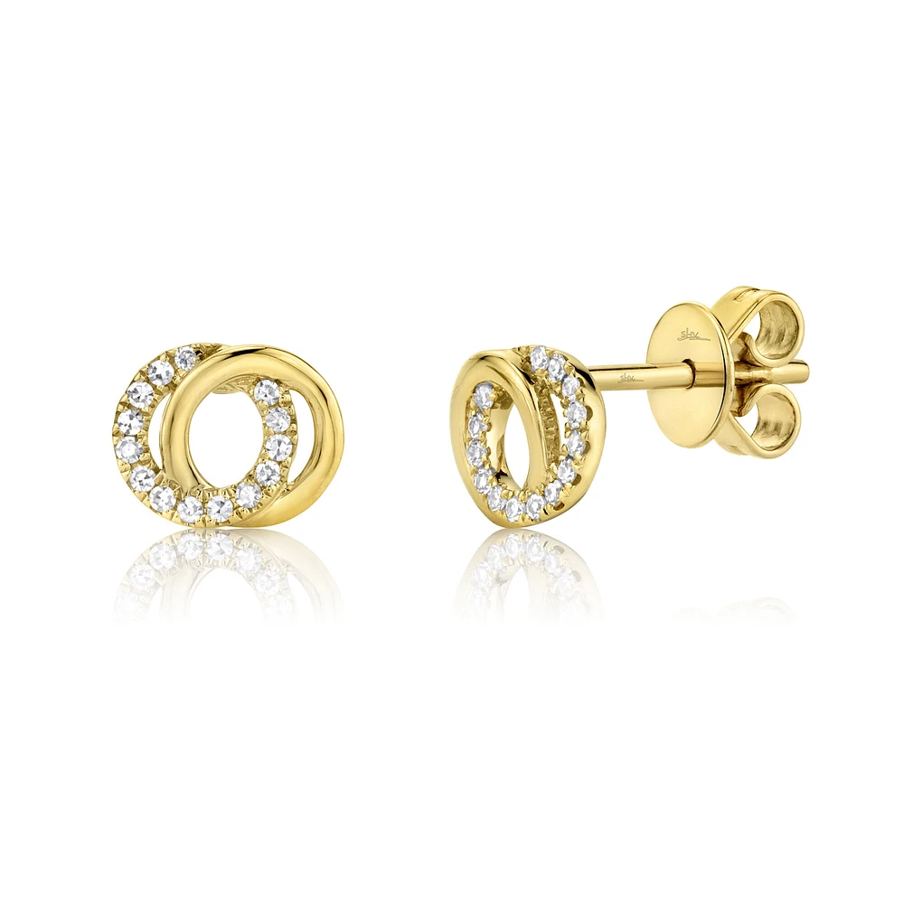 Kate Yellow Gold and Diamond Pavé Stud Earrings