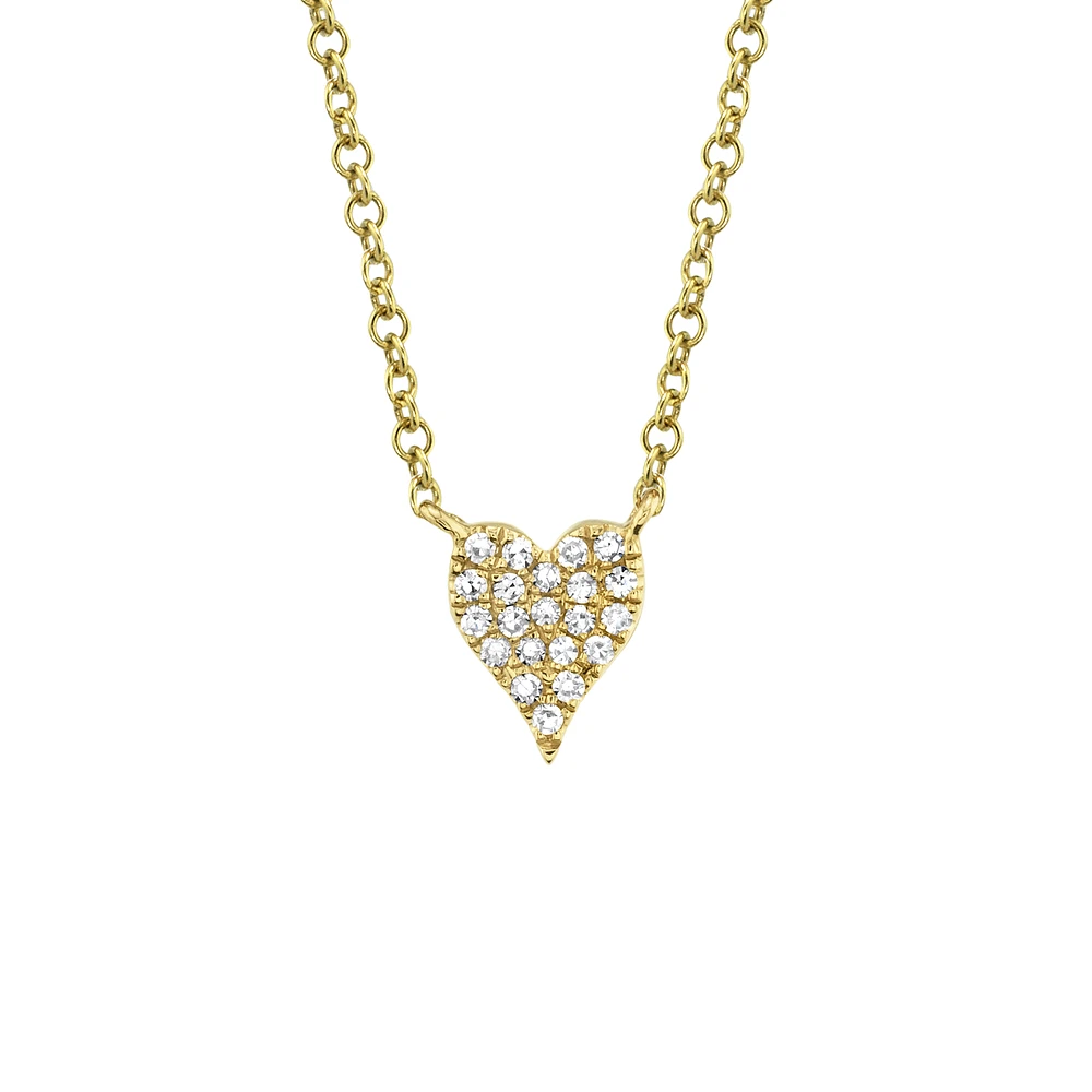 Kate Yellow Gold and Diamond Pavé Heart Pendant