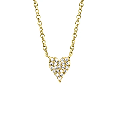 Kate Yellow Gold and Diamond Pavé Heart Pendant