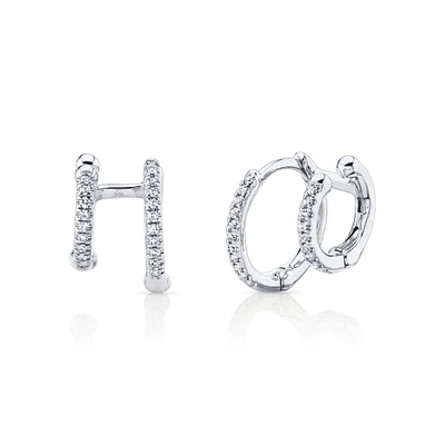 Kate White Gold  Huggie Earrings and Diamonds