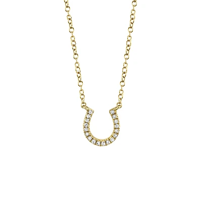 Kate Yellow Gold and Diamond Pavé Horseshoe Pendant