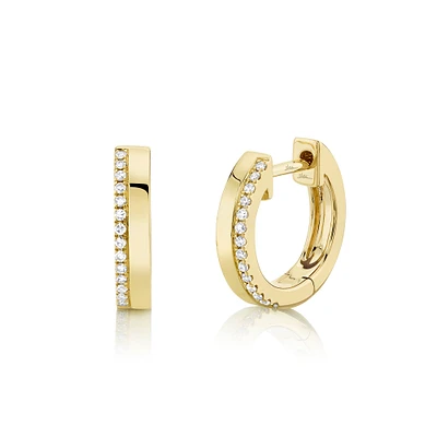 Kate Yellow Gold and Diamonds Huggie Earrings