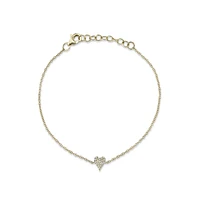 Kate Yellow Gold and Diamond Pavé Heart Bracelet