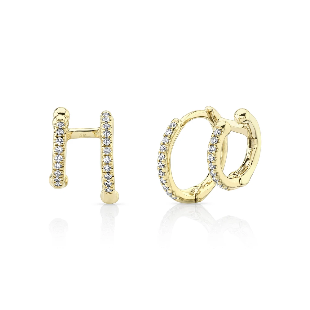 Kate Yellow Gold Huggie Earrings and Diamonds