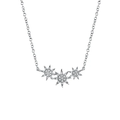 Kate White Gold and Diamond Pavé Triple Star Pendant