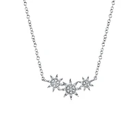 Kate White Gold and Diamond Pavé Triple Star Pendant