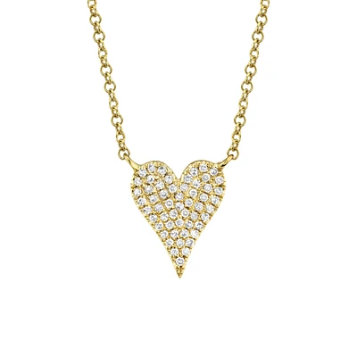 Kate Yellow Gold and Diamond Pavé Heart Pendant