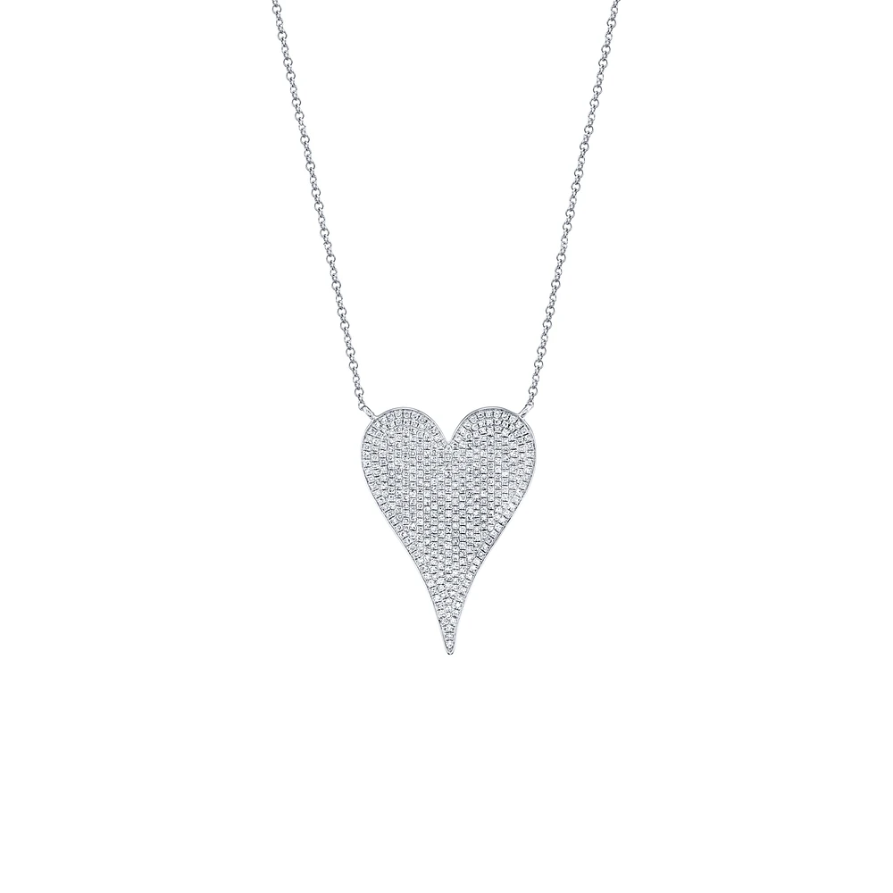 Kate White Gold and Diamond Pavé Heart Pendant