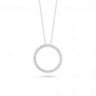 Roberto Coin | Tiny Treasures Circle of Life 17MM White Gold Diamond Necklace