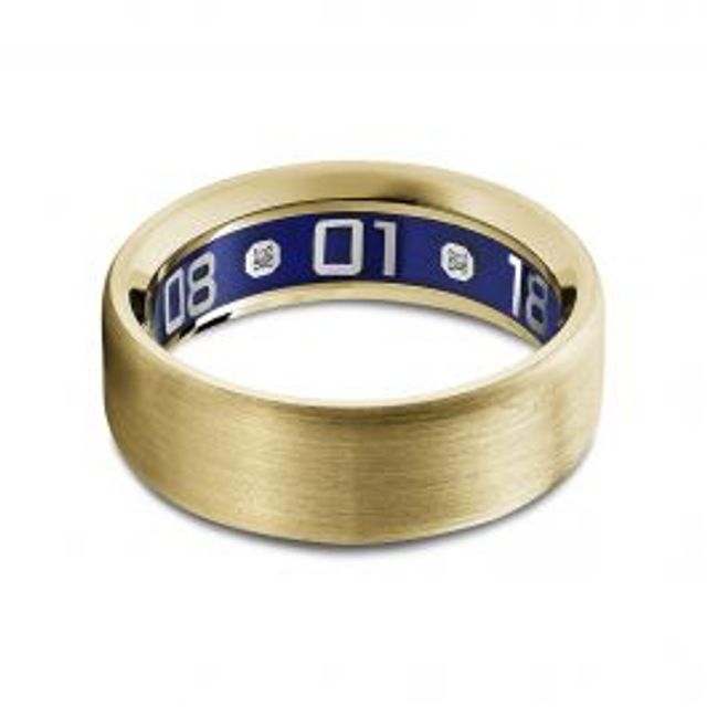 Bijoux Birks  7.5MM Gold and Black Carbon Wedding Band