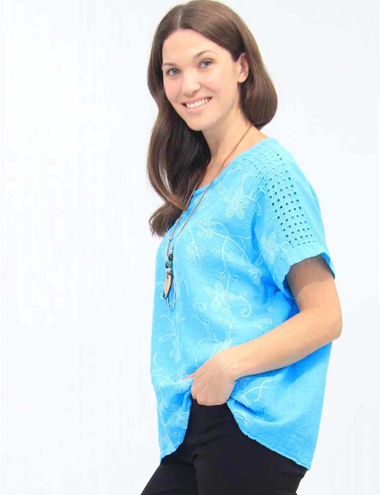 Tunique Florale Coton avec Collier Froccella