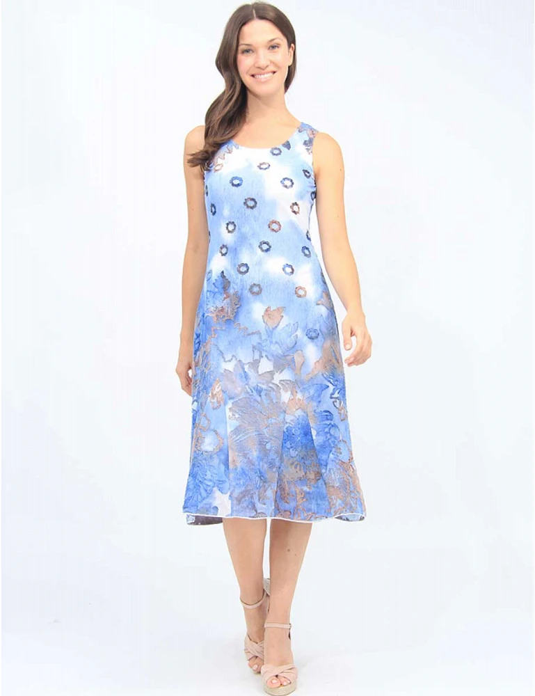 Robe Midi Aquarelle Bleue Cativa