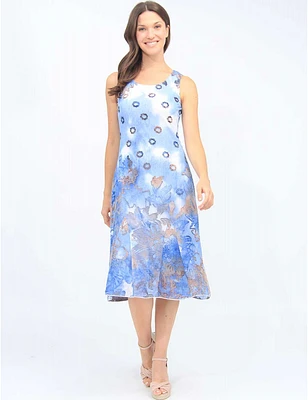 Robe Midi Aquarelle Bleue Cativa