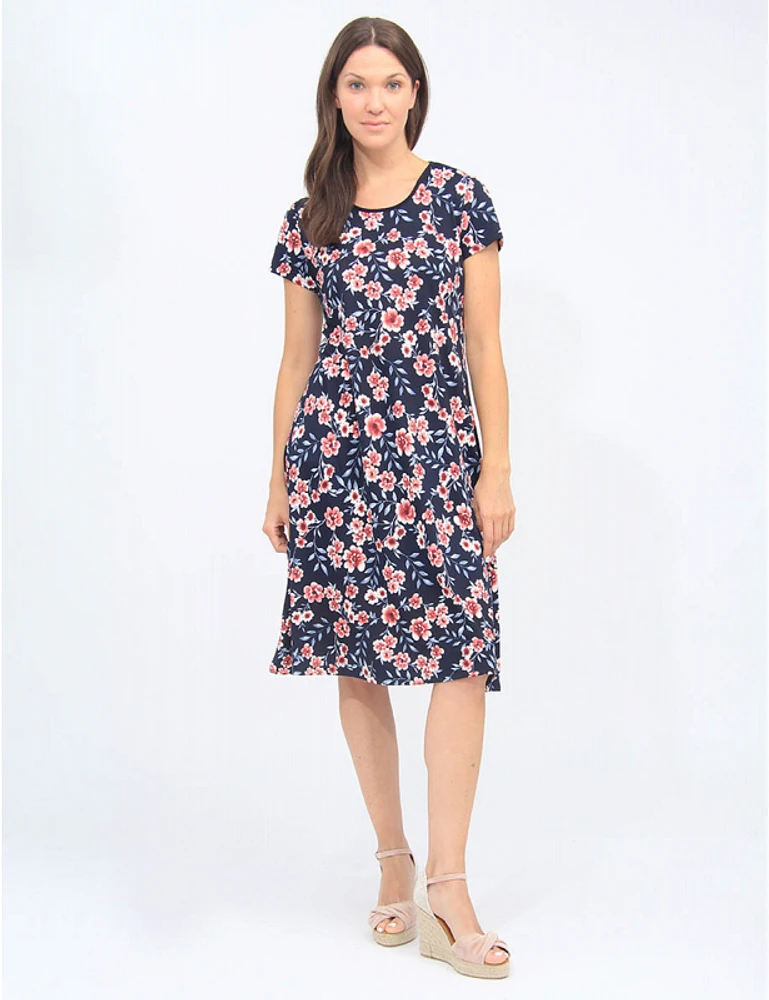 Robe A-Ligne Florale Vamp Marine
