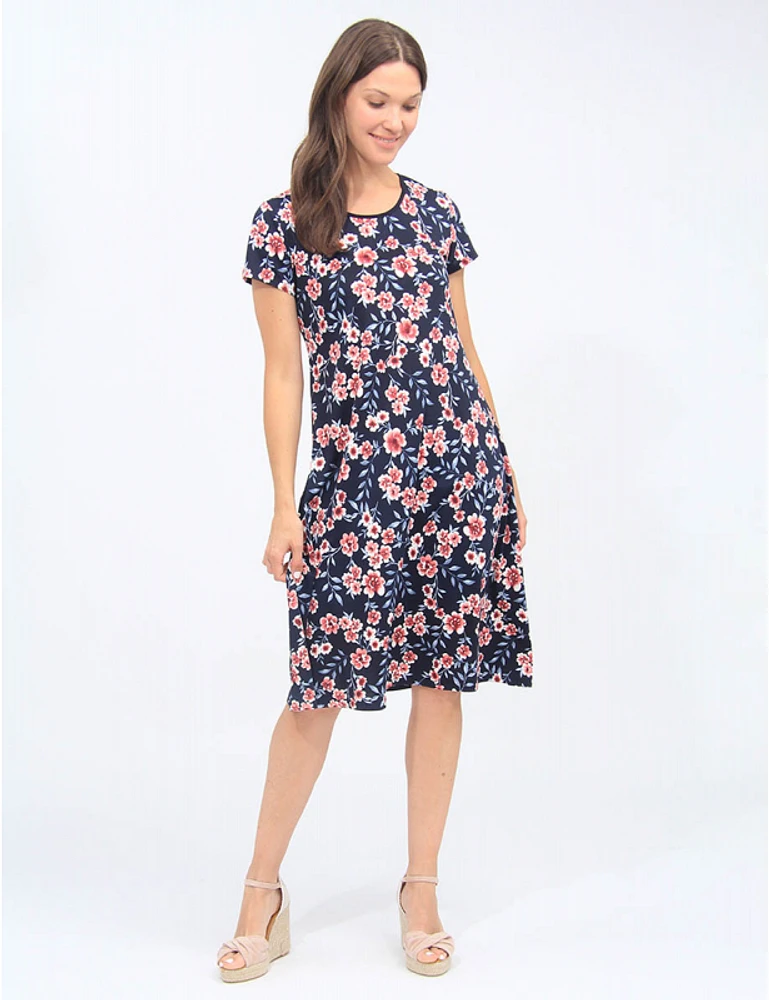 Robe A-Ligne Florale Vamp Marine