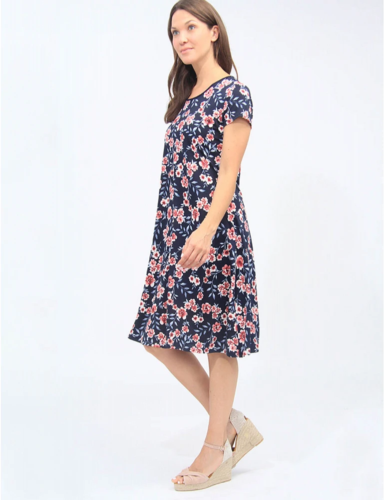 Robe A-Ligne Florale Vamp Marine