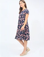 Robe A-Ligne Florale Vamp Marine