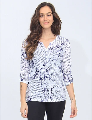 Haut Floral Graphique V-Neck Moffi