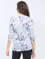 Haut Floral Graphique V-Neck Moffi