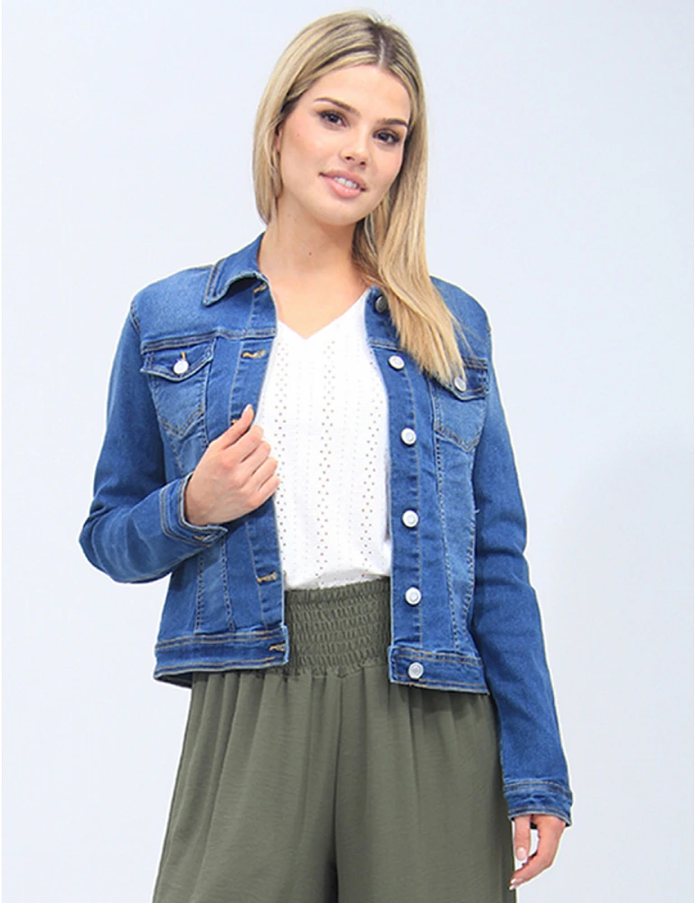 Veste Denim Courte Extensible Baccini