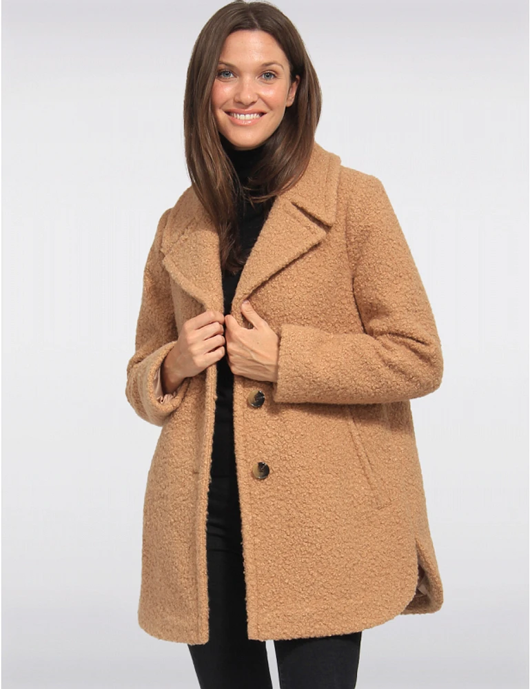 Manteau Bouclé Col Cranté par Anne Klein