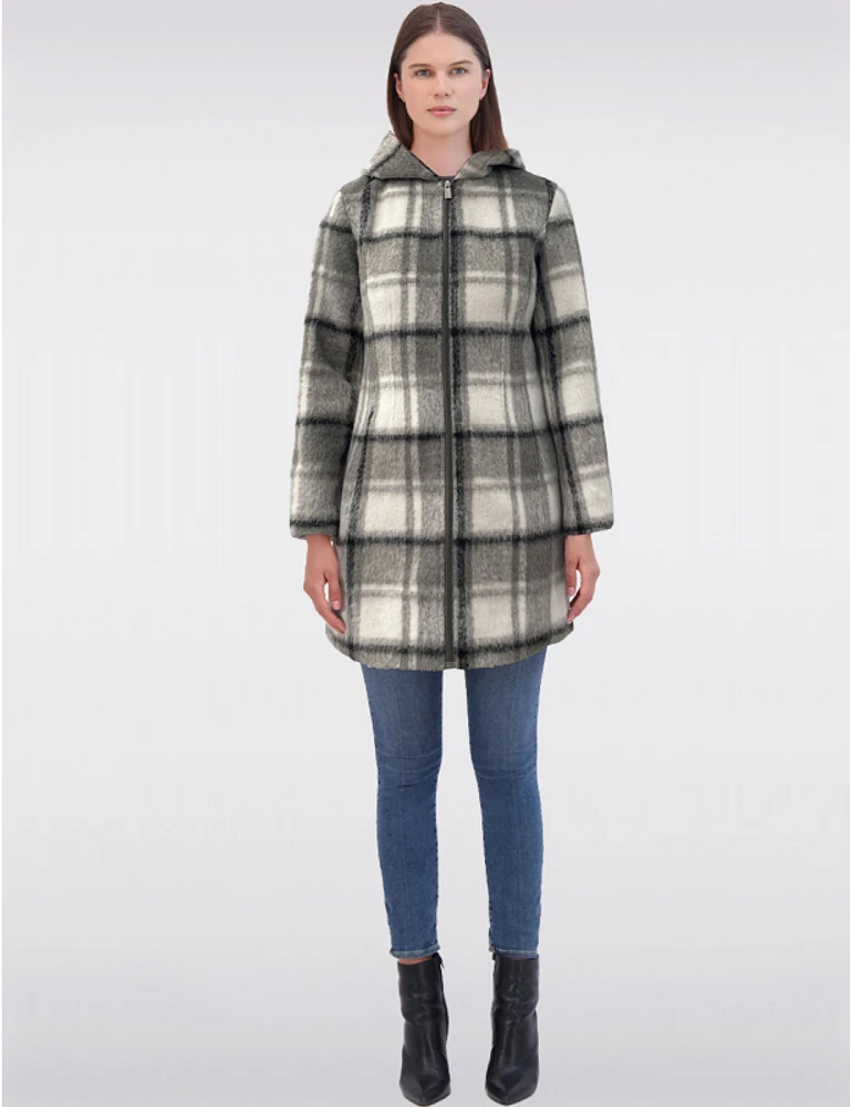 Manteau Plaid Melton Vegan par Jones New York