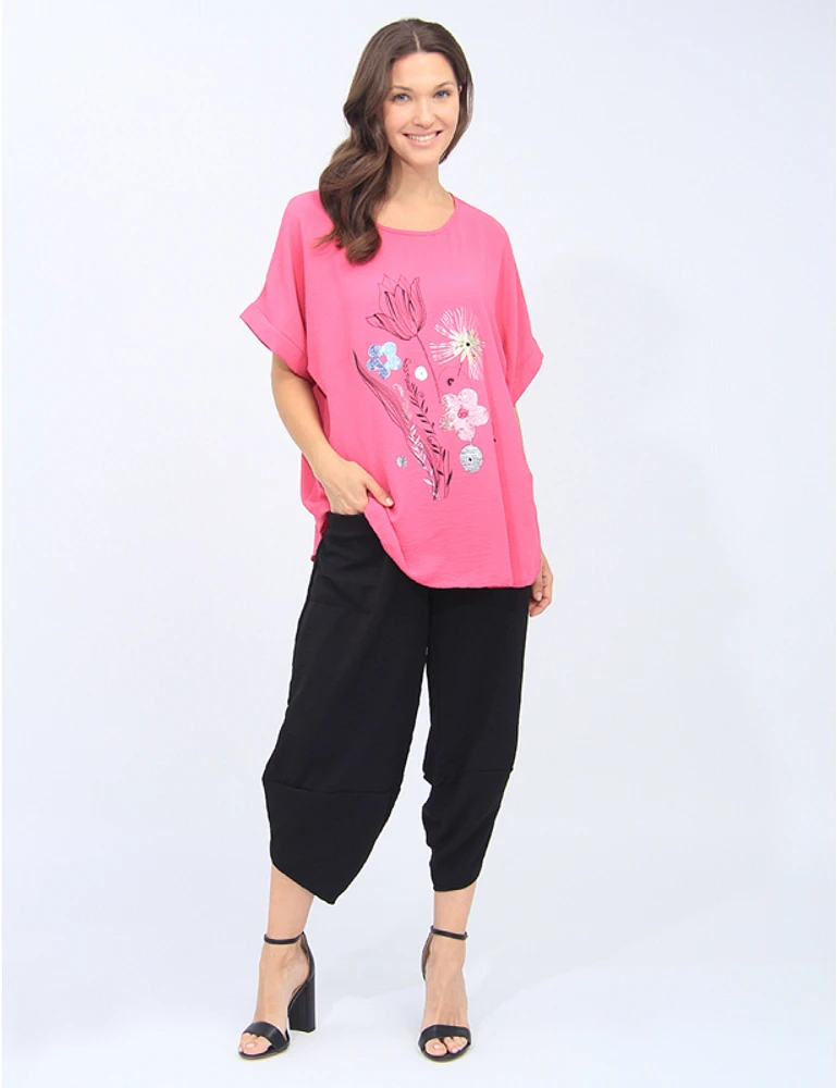 Blouse Florale Sequins Froccella