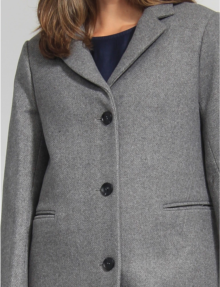 Manteau Droit Laine Mélangée par Saki