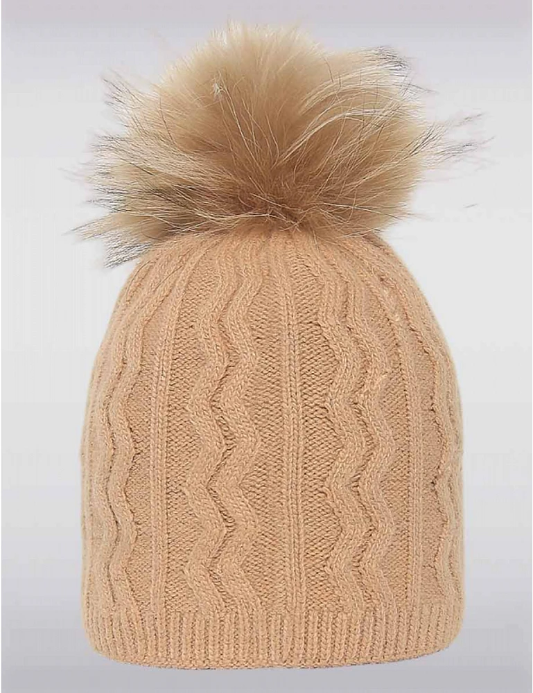 Manteaux Manteaux | La maison du manteau au Québec Chaleur et Élégance - Tuque En Maille Avec Pompon Amovible En Fourrure Véritable