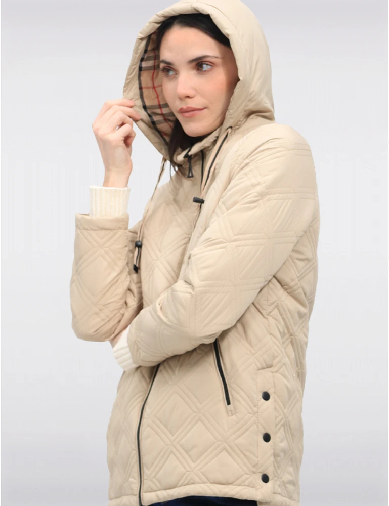Veste Matelassée Capuche Carreaux par Saki