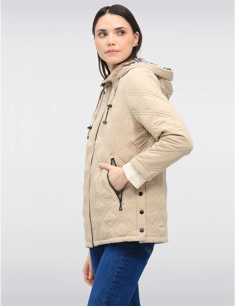 Veste Matelassée Capuche Carreaux par Saki