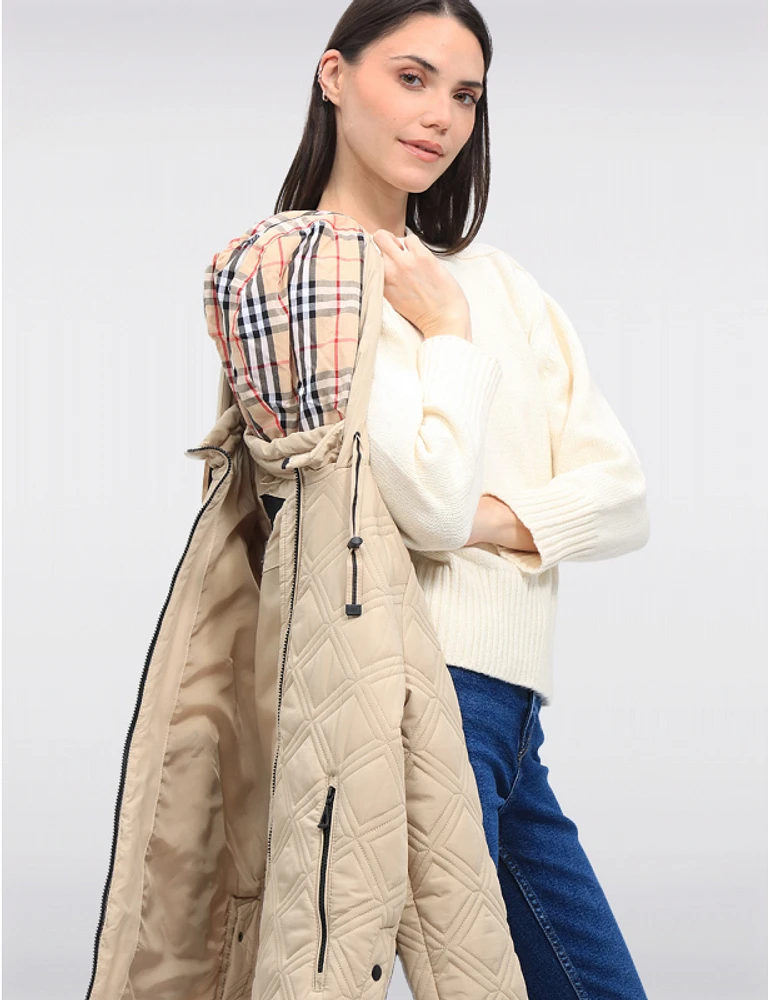 Veste Matelassée Capuche Carreaux par Saki