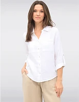 Chemise Coton Vegan Manches Relevées par Point Zero