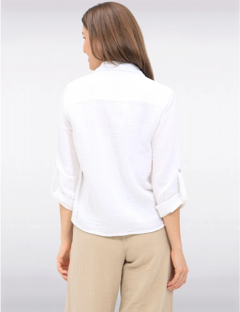 Chemise Coton Vegan Manches Relevées par Point Zero