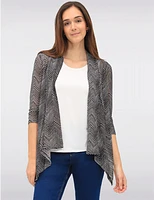 Manteaux | La maison du manteau au Québec Cardigan Rayé à Devant Drapé en Tricot Pointelle Chevron & Manches 3/4 Par Vamp