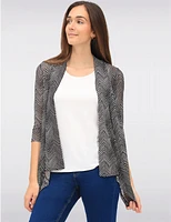 Manteaux | La maison du manteau au Québec Cardigan Rayé à Devant Drapé en Tricot Pointelle Chevron & Manches 3/4 Par Vamp